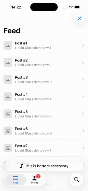 CNTabBarNative: minimize-on-scroll, bottom accessory, and native iOS 26 search tab