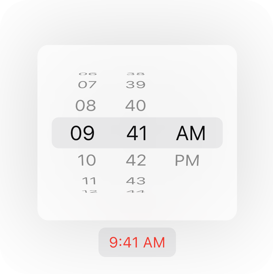 Cupertino Time Picker Button Light