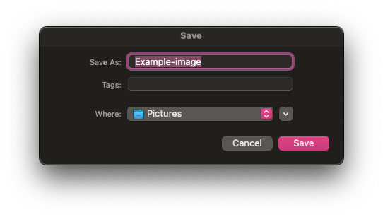 A screenshot of the native save dialog on macOS that's backed by NSSavePanel