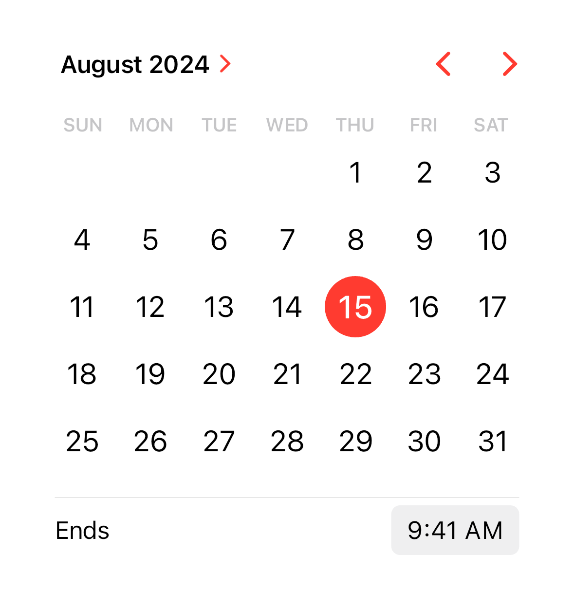 Cupertino Inline Calendar Light