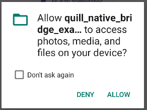 Android 9 dialog requesting write-to external storage permission