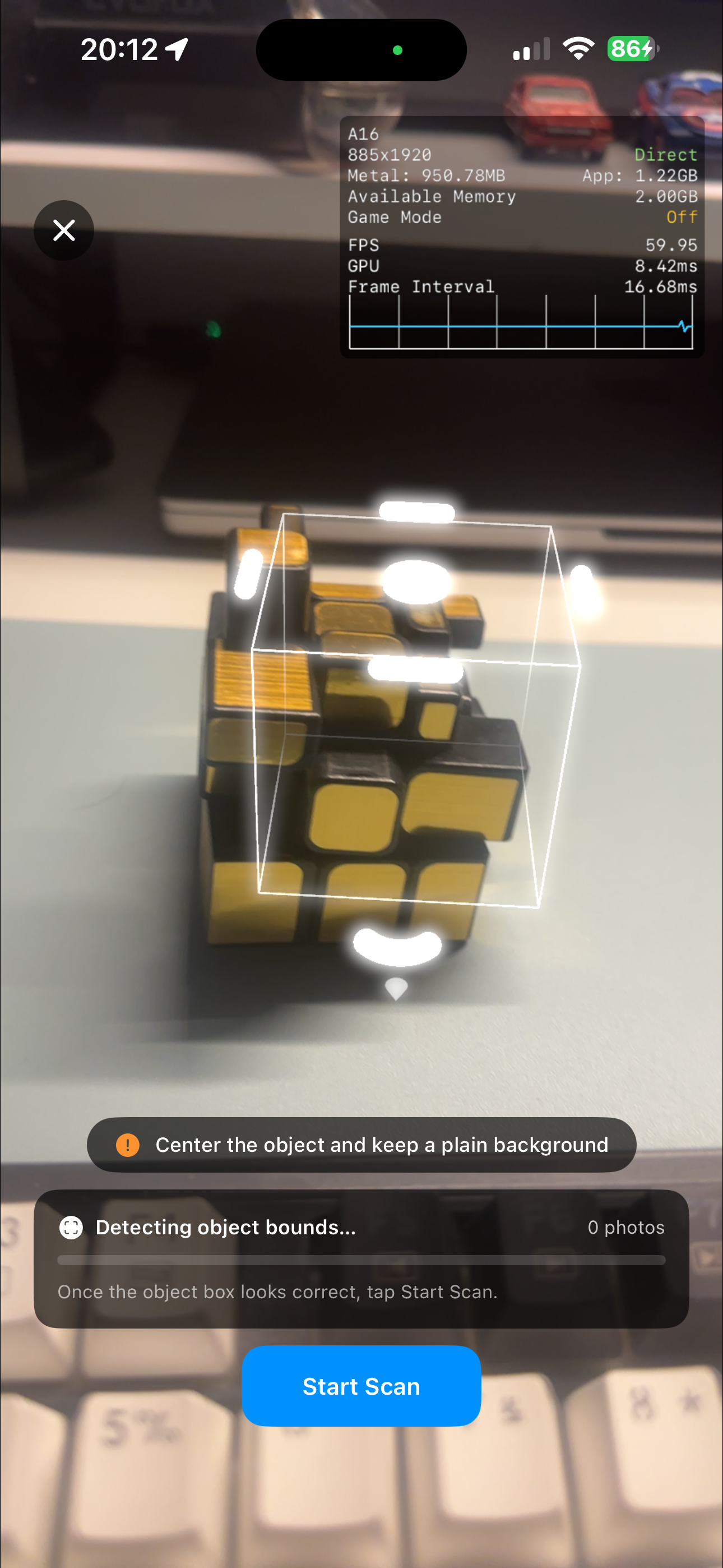 Object Capture start screen