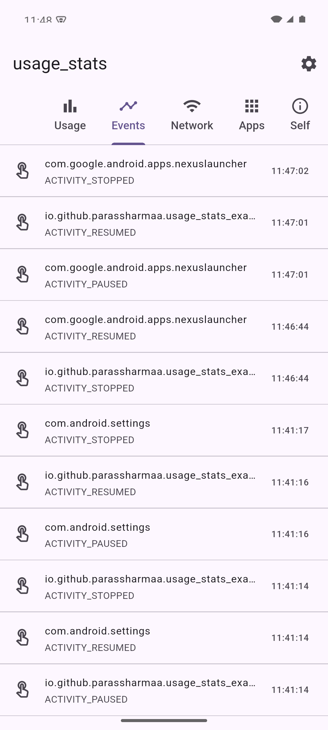 Usage events with readable types