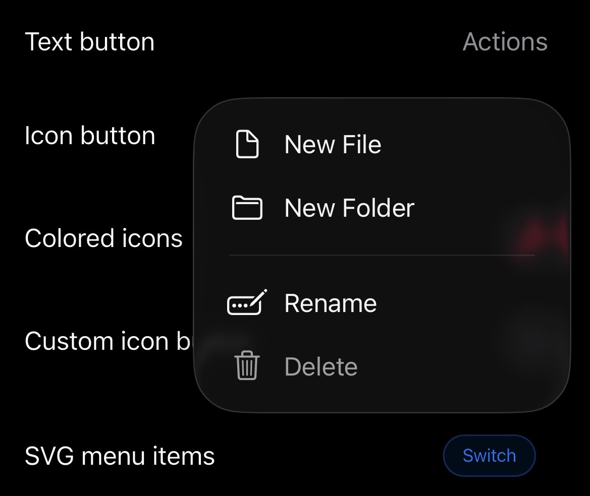 Popup Menu Opened